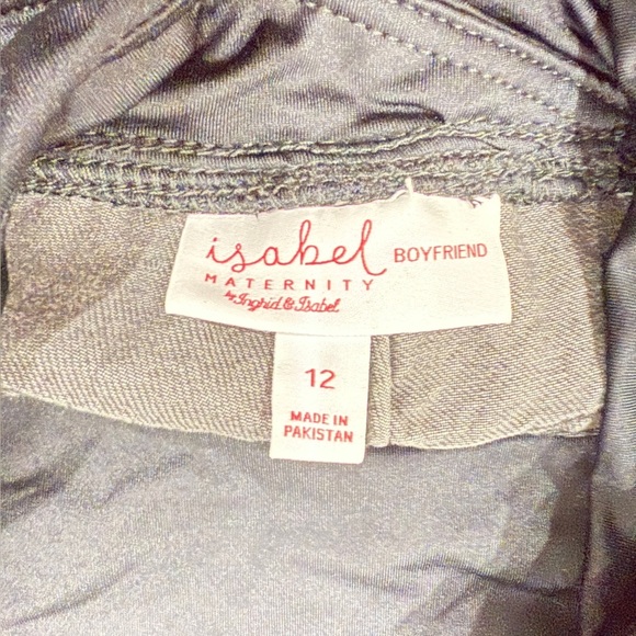 NWOT Over the Belly Boyfriend Maternity Jeans Ingrid & Isabel Black Wash Size 12 - Picture 4 of 5
